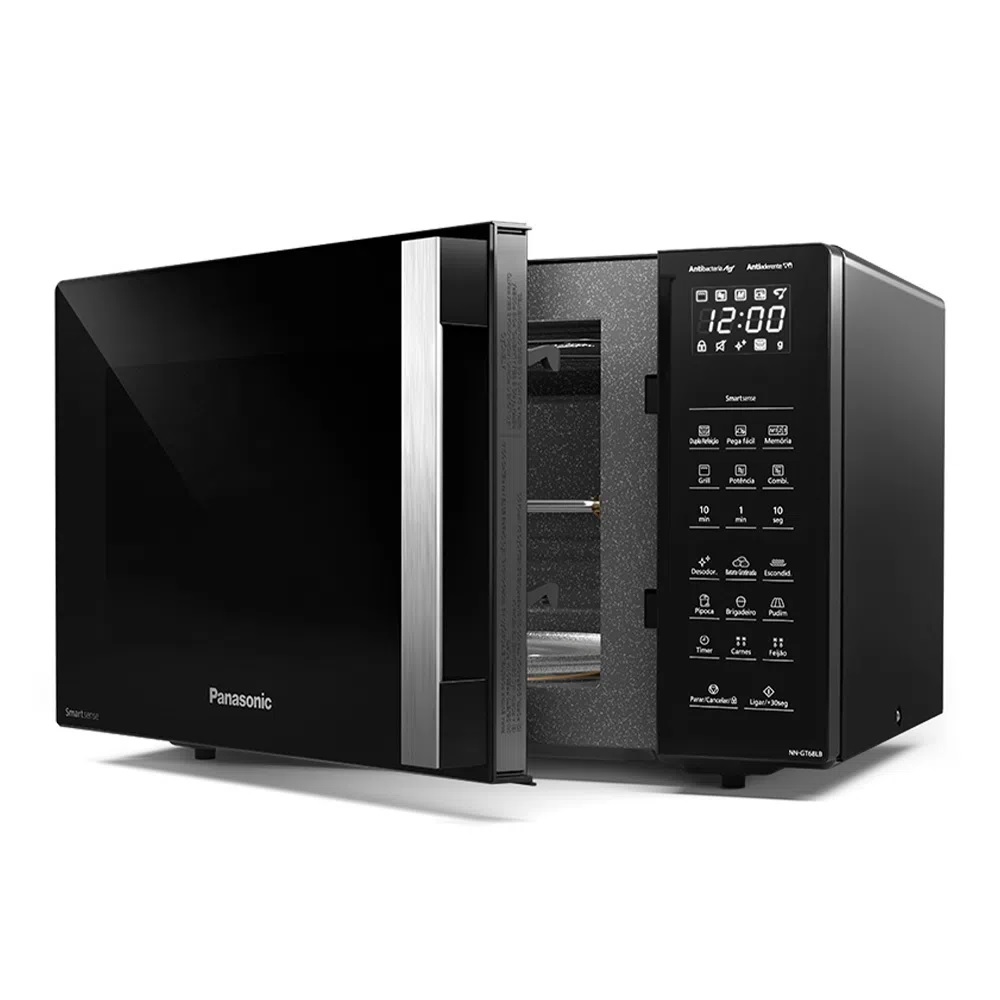 O melhor microondas 30 litros preto é o modelo NN-GT68LBRU da Panasonic.
